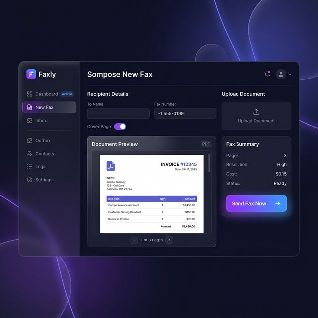 Fax.plus Modern Dashboard Interface