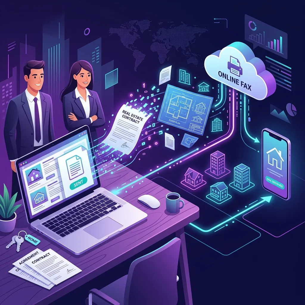 Online faxing for real estate agents illustration